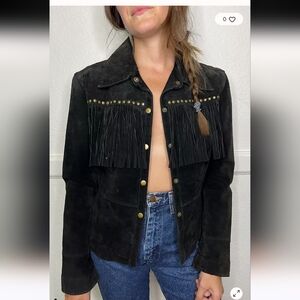 Mark Alan Leather Fringe Studded Jacket Sz Small